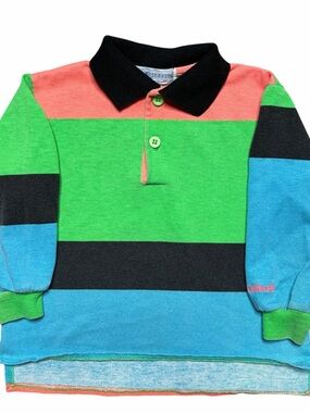 Vintage 80/90s Oshkosh B’Gosh Colorblock Polo Long Sleeve Shirt Size 3T USA